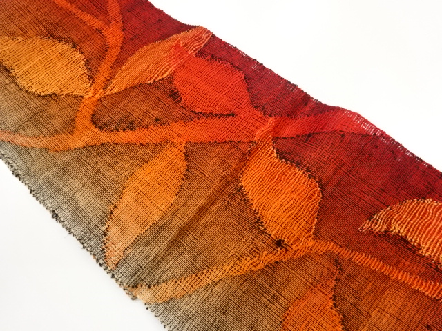 JAPANESE NAGOYA OBI FOR SUMMER / TSUMUGI / WOVEN LEAVES
